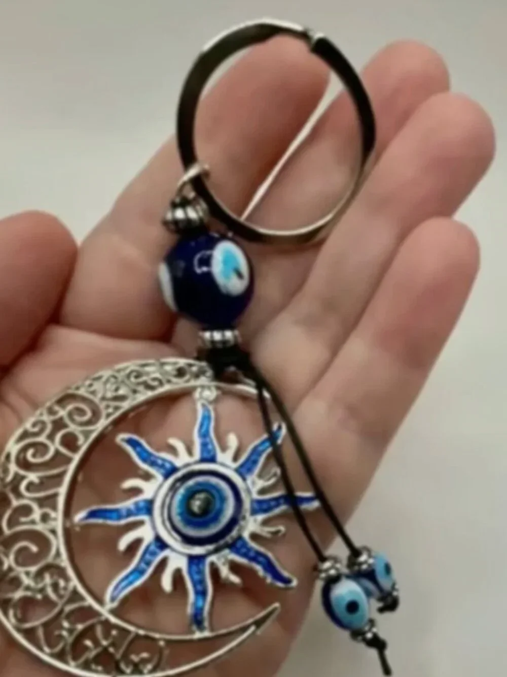 Evil Eye Keychain Sun & Moon Protection Amulet Bag Charm Boho Accessory